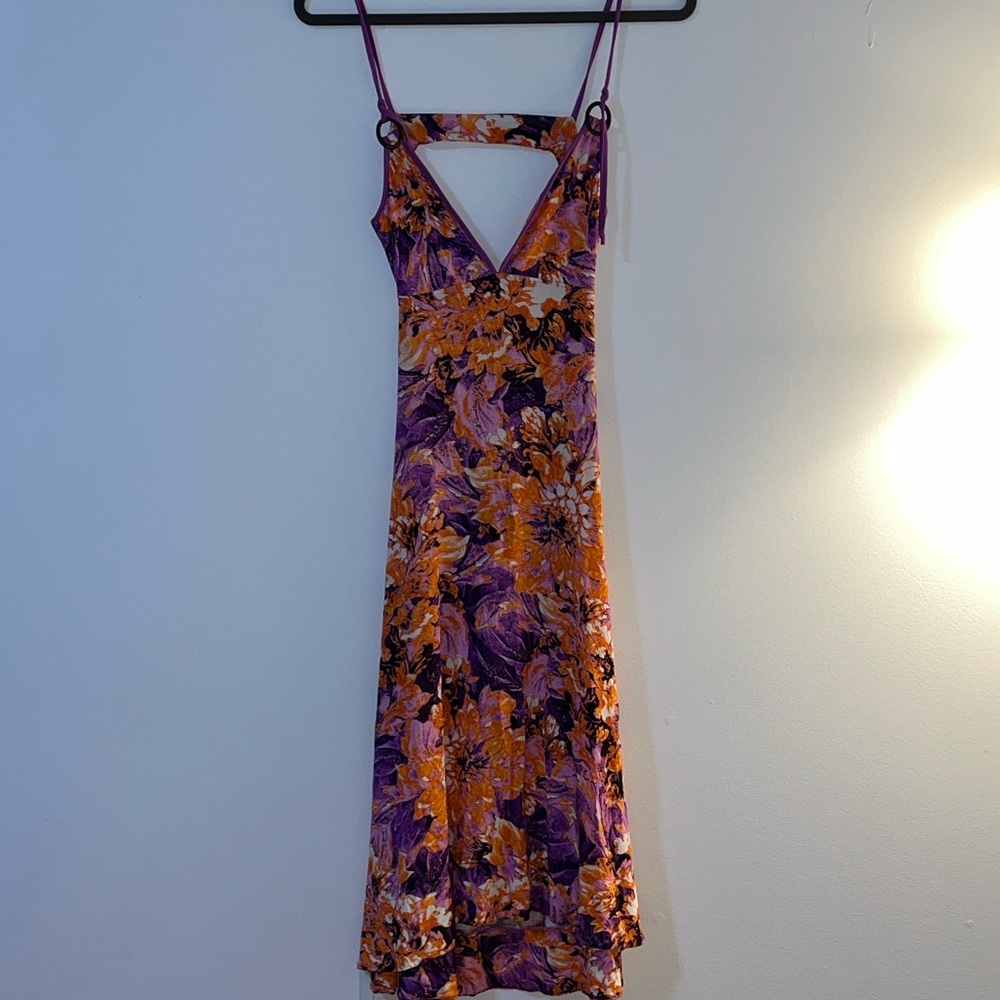 Just Cavalli Vibrant Floral Backless Midi Dress